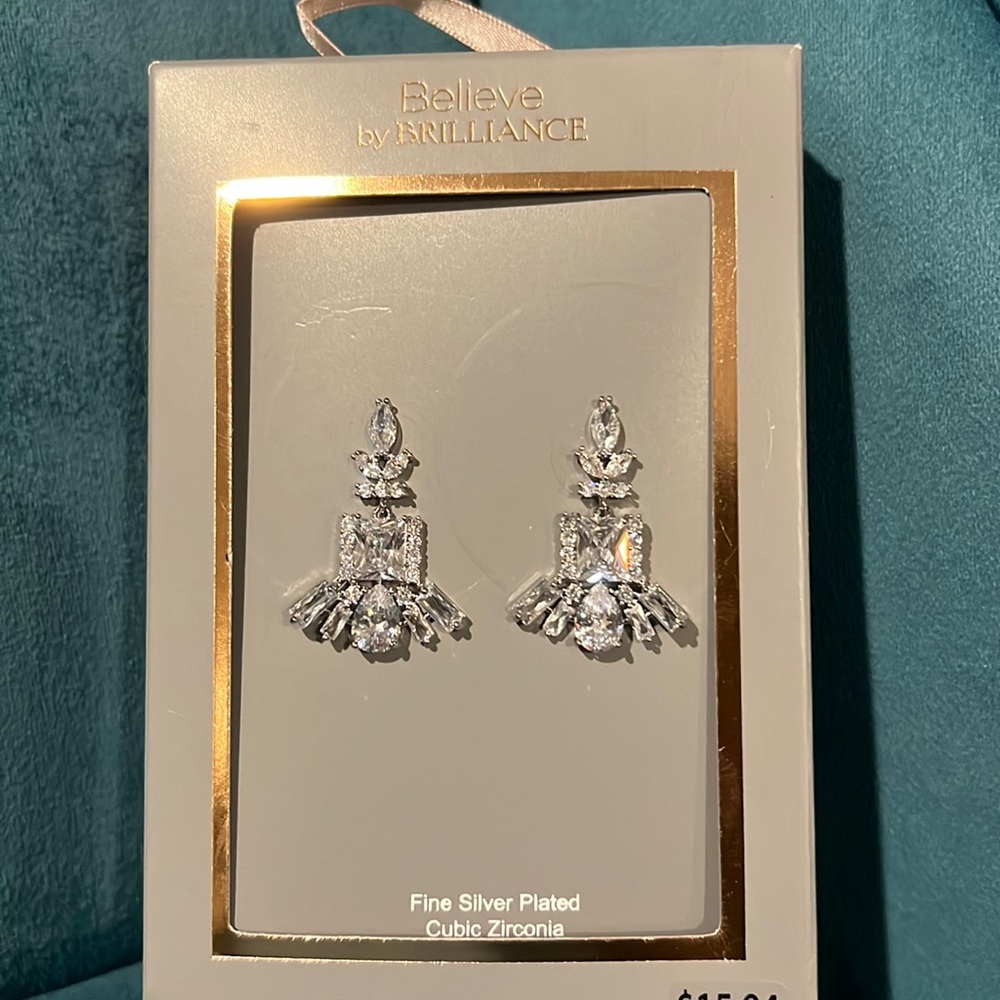 Silver plated cubic zirconia earrings